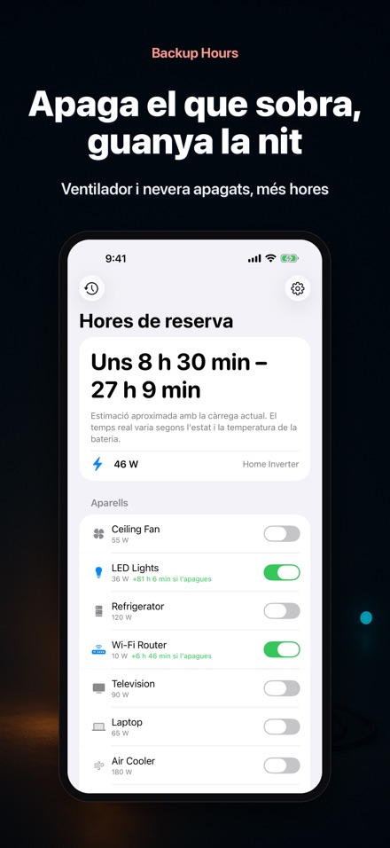 Backup Hours: hores de bateria 2