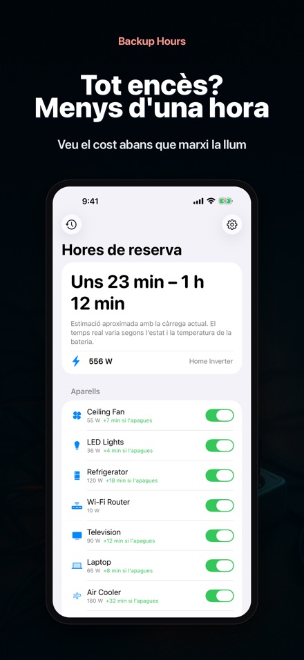 Backup Hours: hores de bateria 3