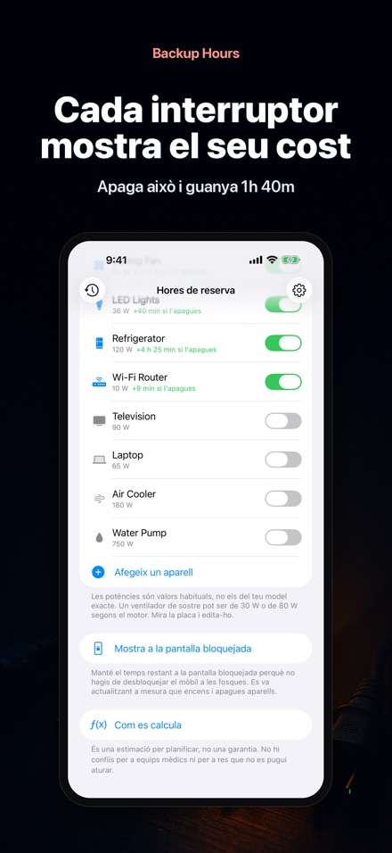 Backup Hours: hores de bateria 4