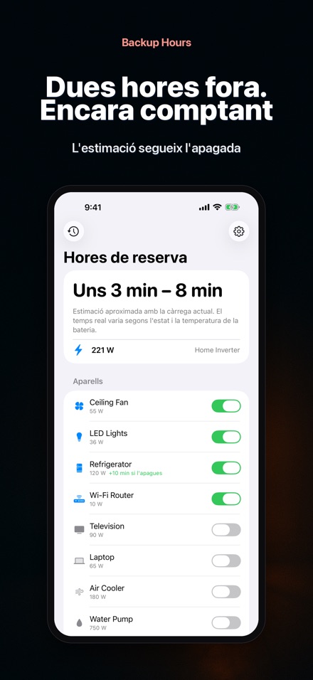 Backup Hours: hores de bateria 5