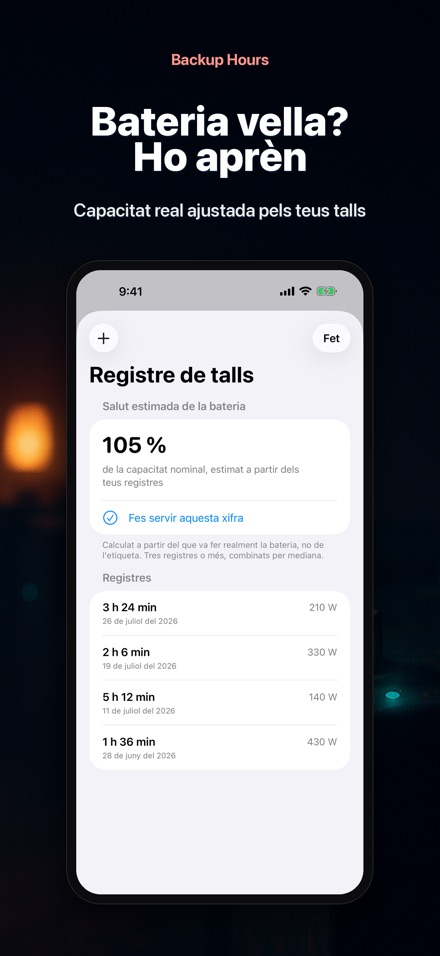 Backup Hours: hores de bateria 9