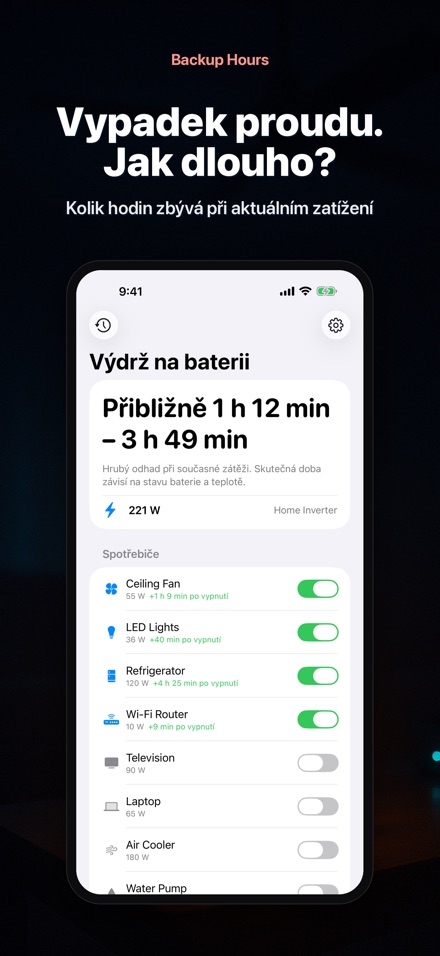 Backup Hours: čas baterie