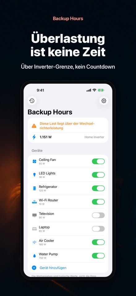 Backup Hours: Akku-Restzeit 6