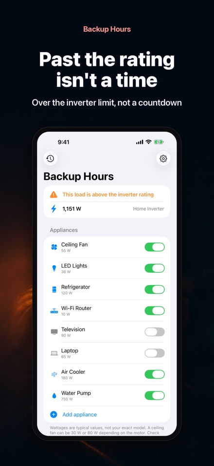 Backup Hours: Outage Time 6