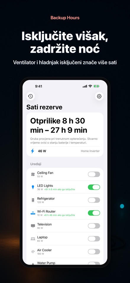 Backup Hours: sati baterije 2