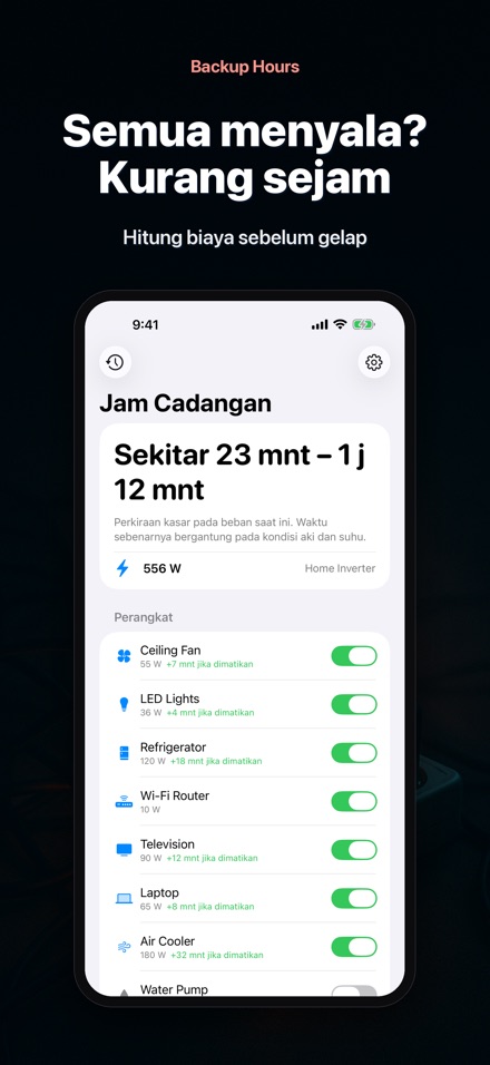 Backup Hours: Baterai Tahan 3