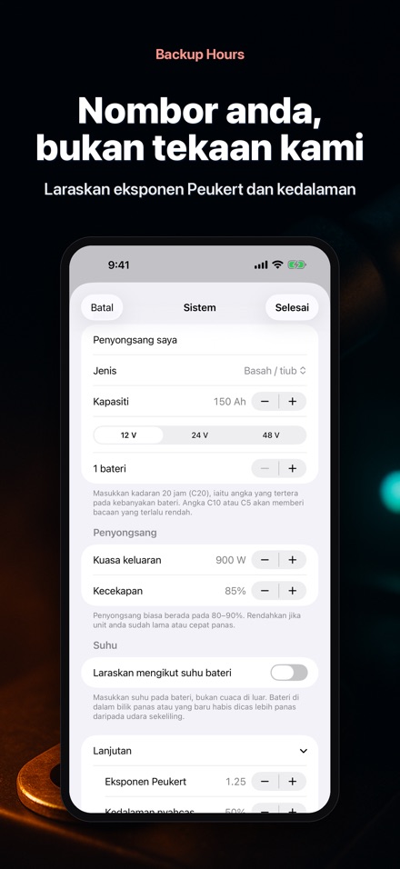 Backup Hours: Bateri Tahan 8