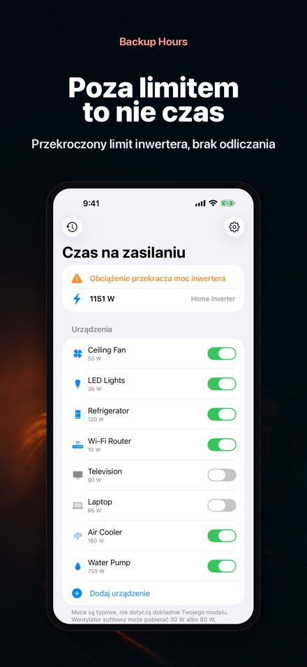 Backup Hours: czas akumul. 6