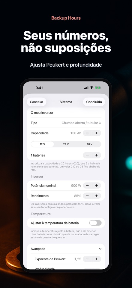 Backup Hours: horas de bateria 8