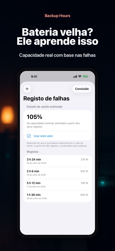 Backup Hours: horas de bateria 9