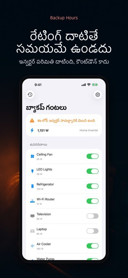బ్యాకప్ గంటలు 6