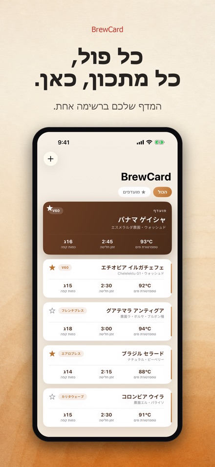 BrewCard: מתכוני חליטת קפה 3