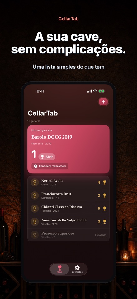 CellarTab: Registo de Adega