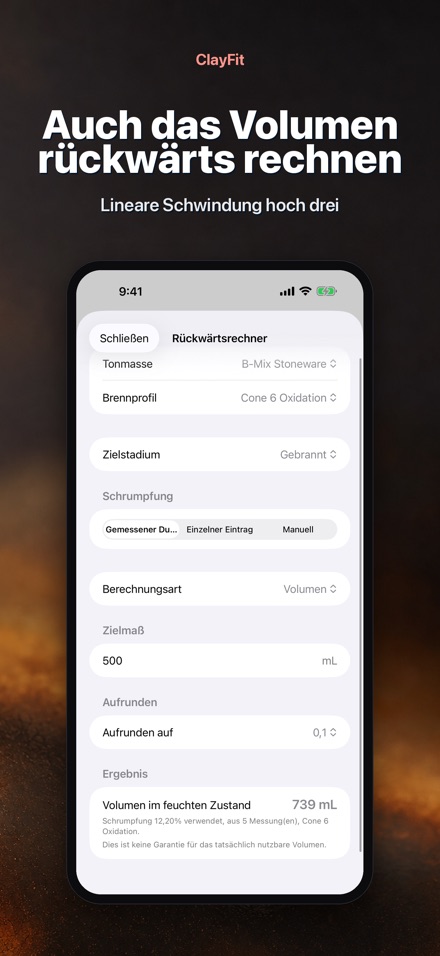 ClayFit: Ton-Schwindung 6