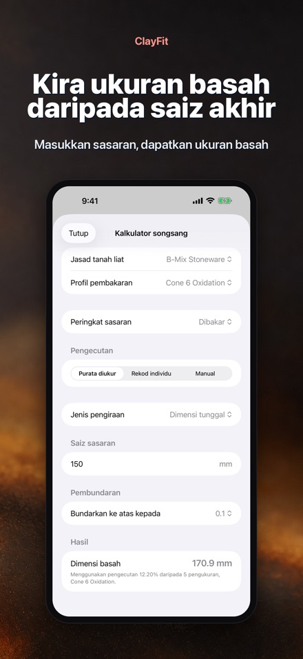 ClayFit: pengecutan tanah liat 2