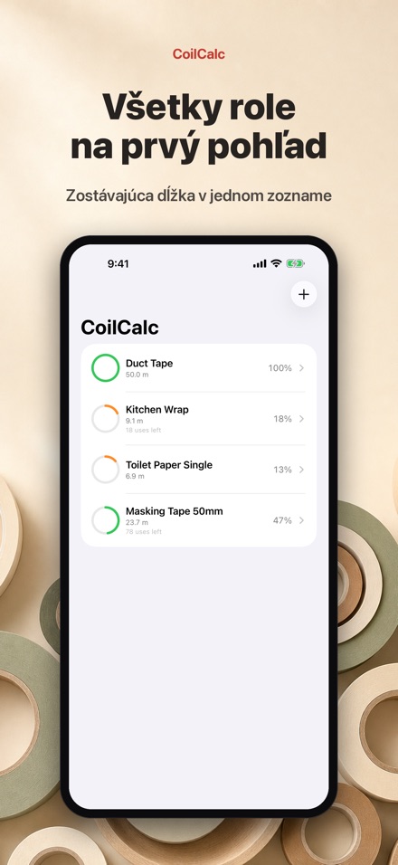 CoilCalc: Meter dĺžky role