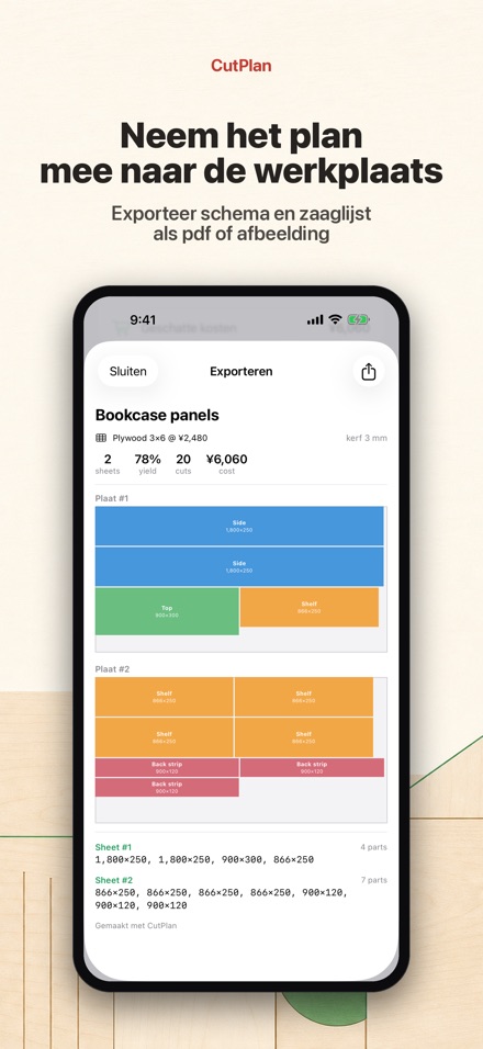 CutPlan: zaaglijst optimizer 9