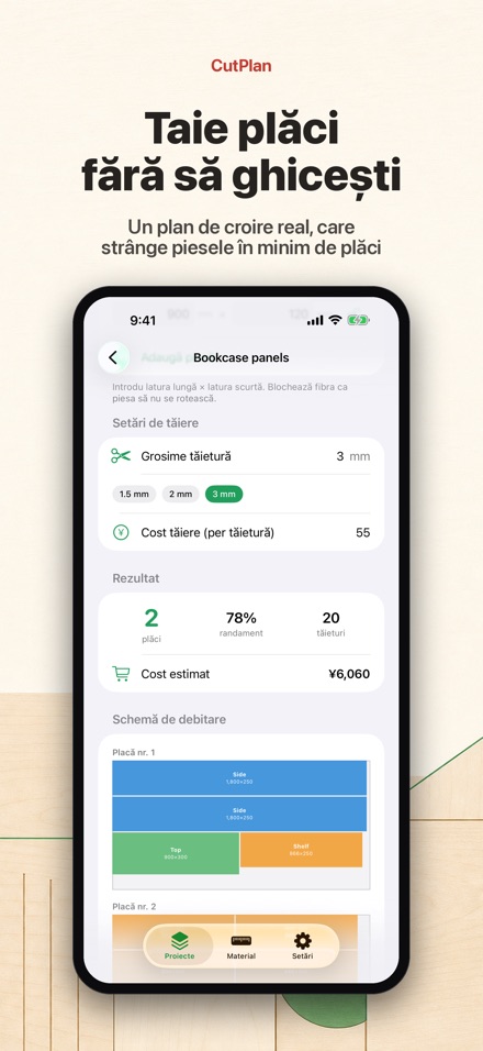 CutPlan: Optimizare debitare