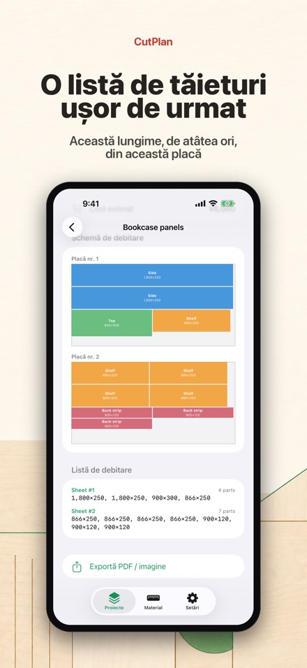 CutPlan: Optimizare debitare 6