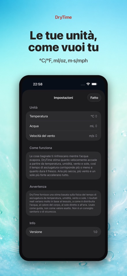 DryTime: quanto per asciugare 10