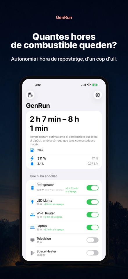 GenRun: autonomia generador