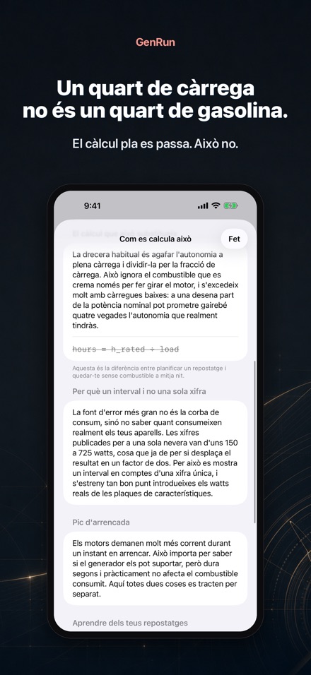 GenRun: autonomia generador 4
