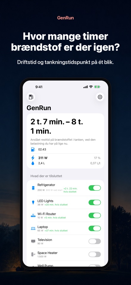 GenRun: generatorens driftstid