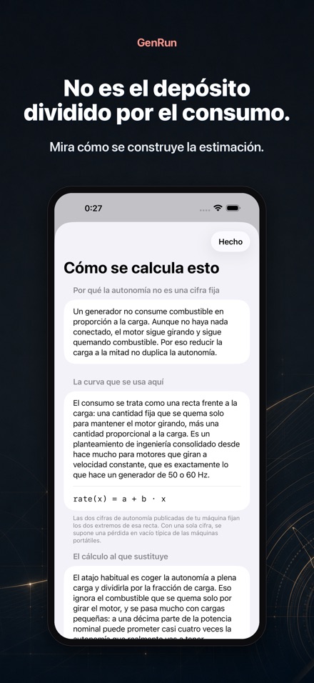 GenRun: autonomía generador 3