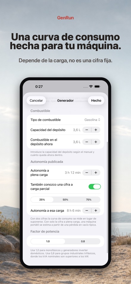 GenRun: autonomía generador 6