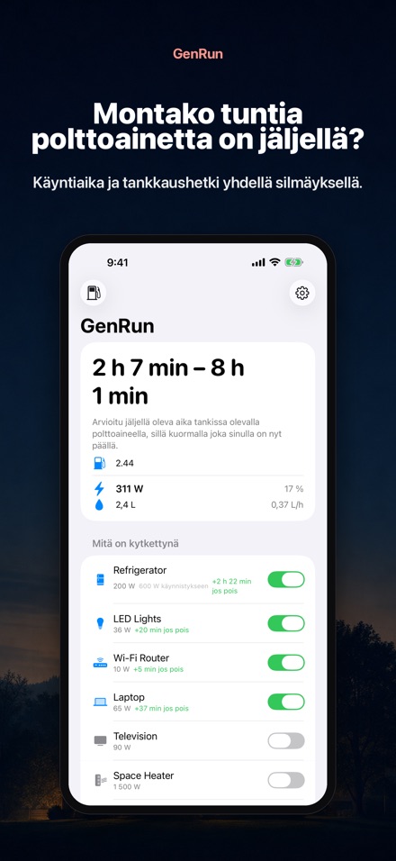 GenRun: generaattorin aika