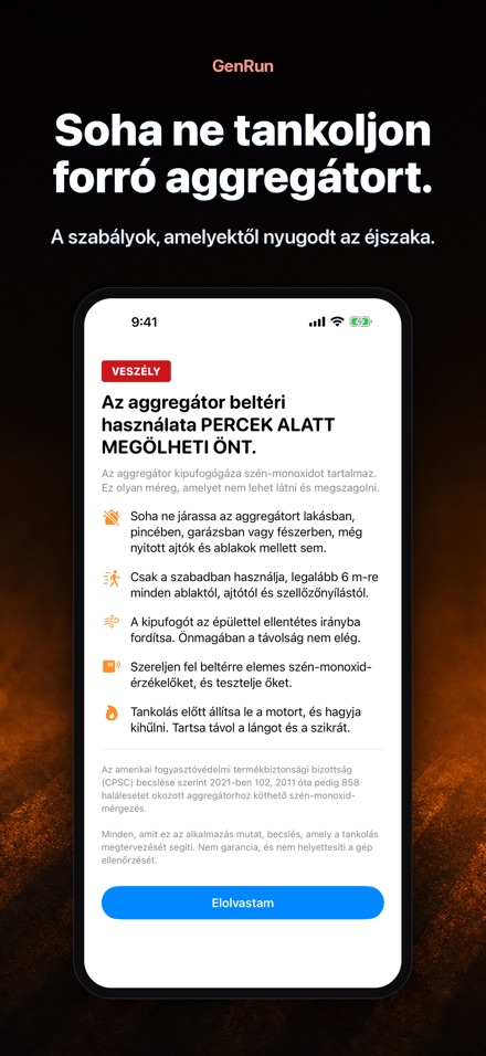GenRun: aggregátor üzemidő 9