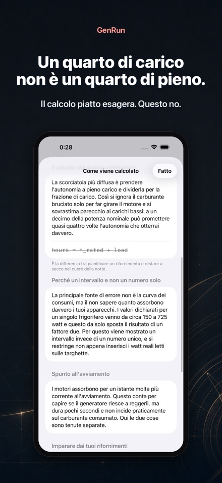 GenRun: autonomia generatore 4