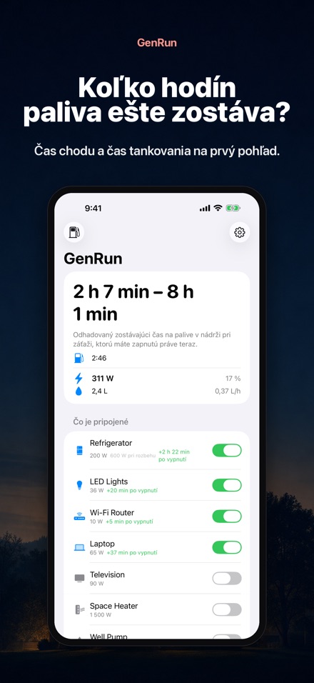 GenRun: Výdrž generátora