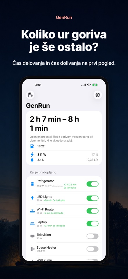 GenRun: Delovanje agregata