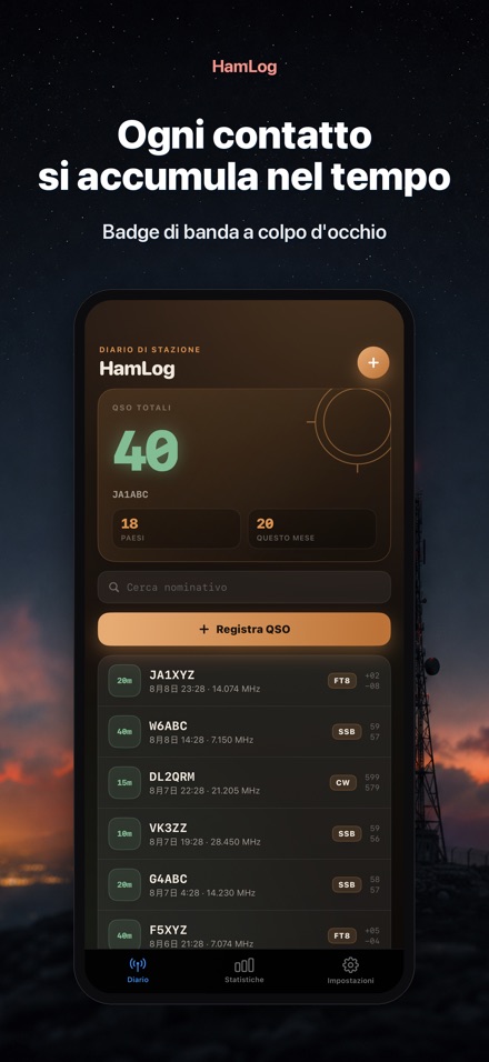 HamLog: Diario QSO Radio 8
