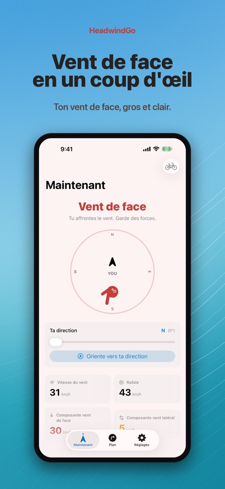 HeadwindGo : vent à vélo