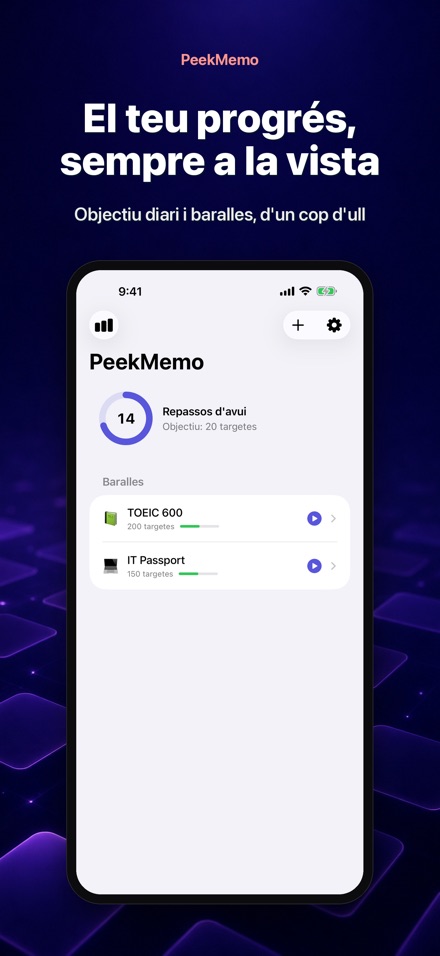 PeekMemo: Targetes d'estudi 4