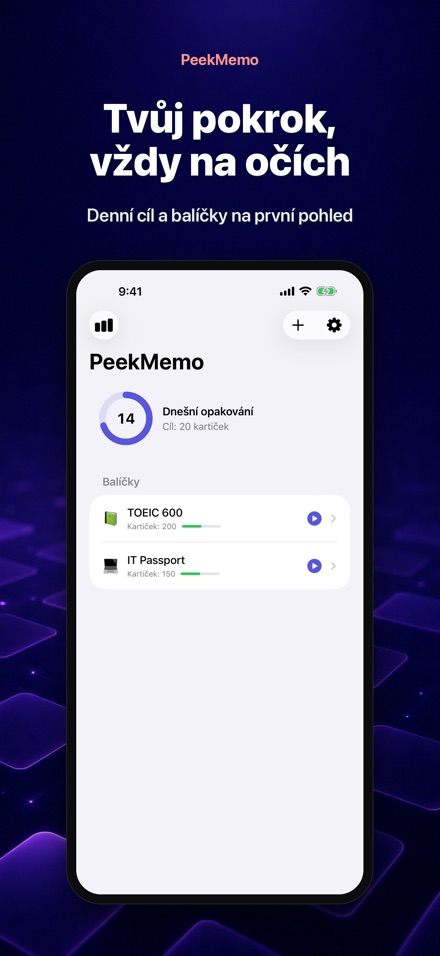 PeekMemo: kartičky na displeji 4