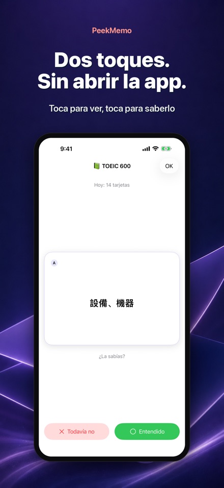 PeekMemo: Tarjetas de estudio 3