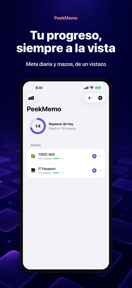 PeekMemo: Tarjetas de estudio 4
