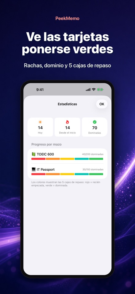 PeekMemo: Tarjetas de estudio 6