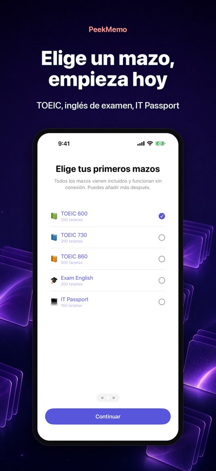 PeekMemo: Tarjetas de estudio 9