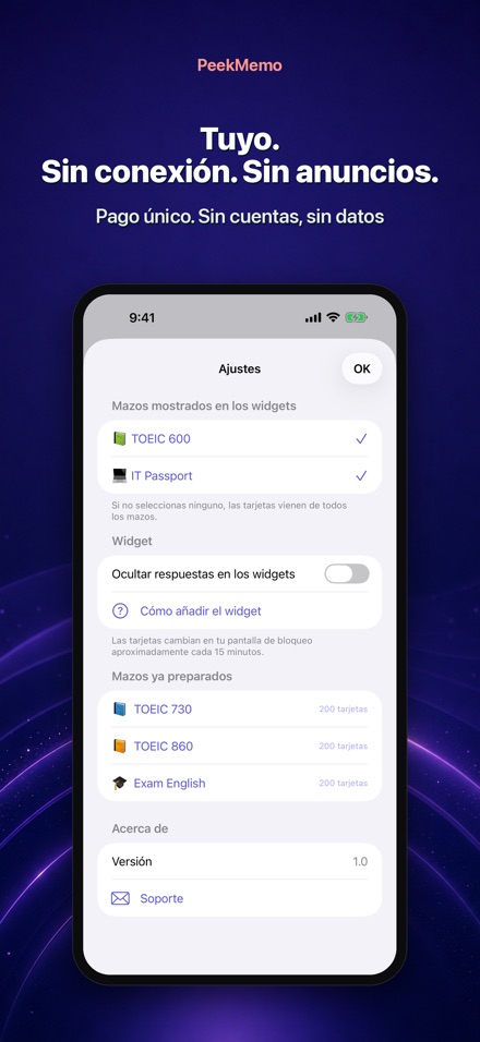 PeekMemo: Tarjetas de estudio 10