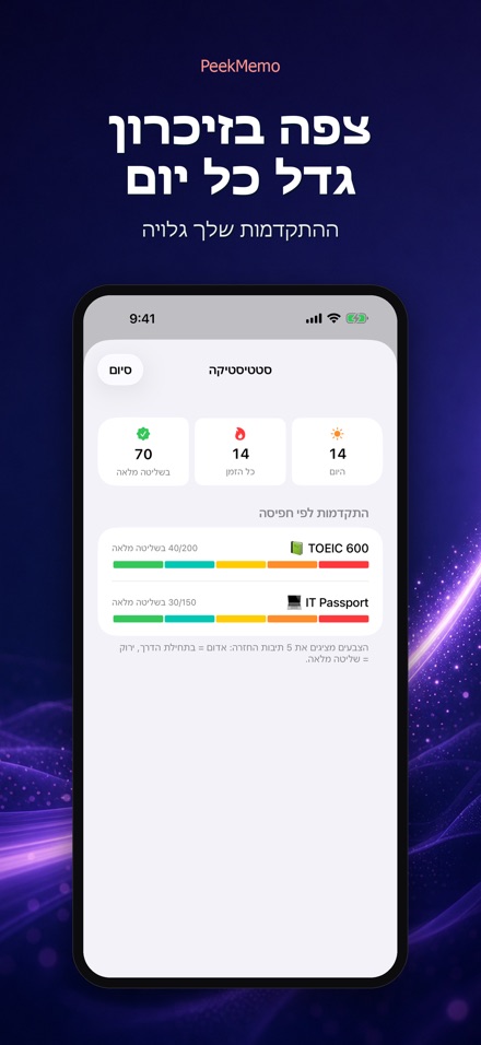 PeekMemo: כרטיסיות במסך נעילה 6