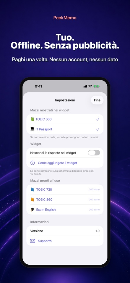 PeekMemo: Flashcard e widget 10