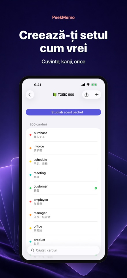 PeekMemo: Carduri de studiu 5