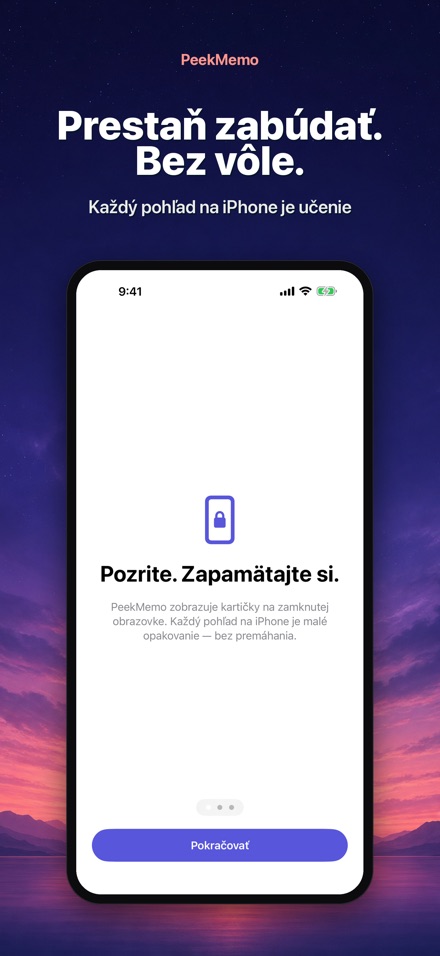 PeekMemo: kartičky na displeji 8