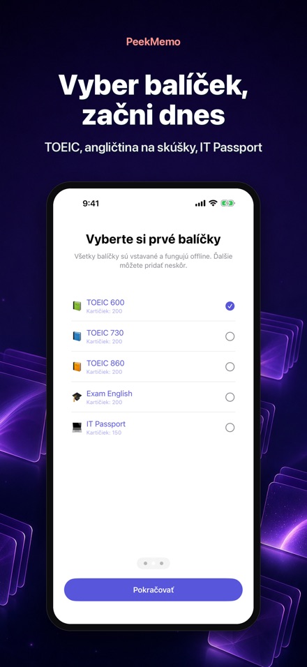PeekMemo: kartičky na displeji 9