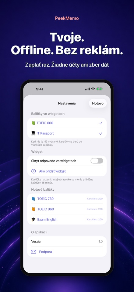 PeekMemo: kartičky na displeji 10