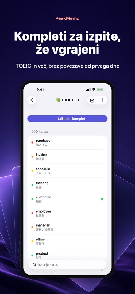 PeekMemo: kartice na zaslonu 5
